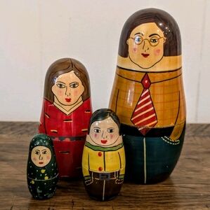 4 Piece Hand Painted Nesting Dolls Matryoshka Dolls Women Teachers Family